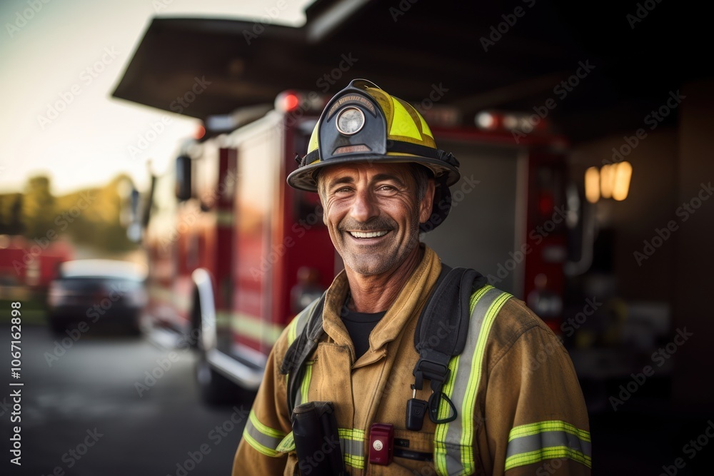 Firefighter vehicle smiling helmet. Firefighter vehicle smiling helmet.
