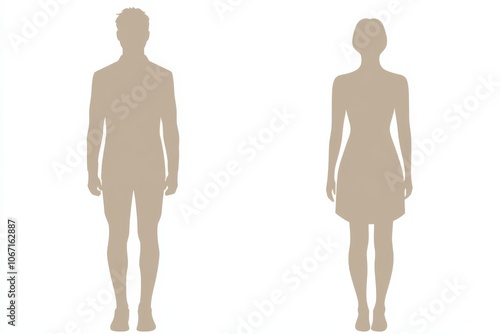 Silhouettes of male and female figures, simple vector illustration human diagram