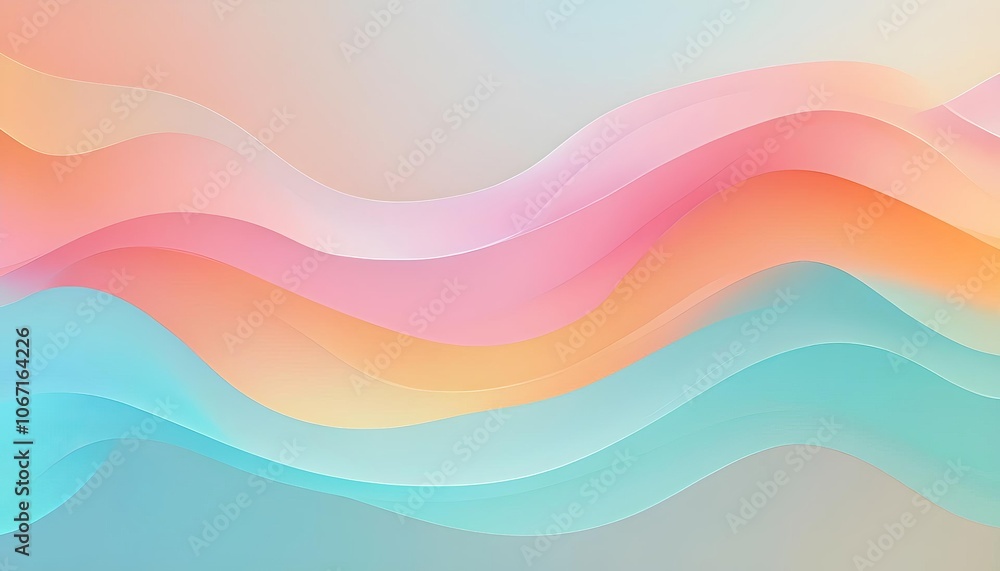 Fototapeta premium Soft pastel abstract waves in pink and blue tones, elegant design, soothing decor wallpaper