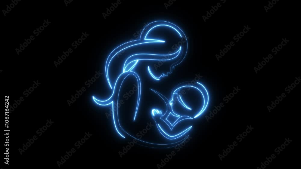 the mother is breastfeeding the baby. A linear drawing. World Breastfeeding Week. Vector isolated on a black background. the mother is breastfeeding the baby. A linear drawing. World Breastfeeding Week. Vector isolated on a black background.