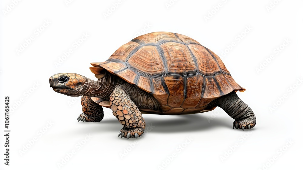 Obraz premium A realistic turtle depicting its unique shell and features, perfect for nature and wildlife themes.