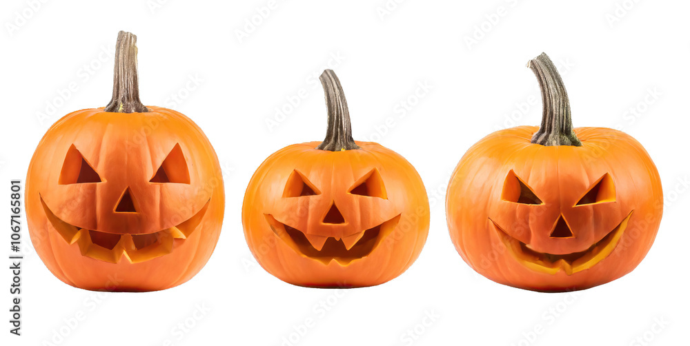 Collection of Jack-o'-lantern isolated on transparent background Collection of Jack-o'-lantern isolated on transparent background