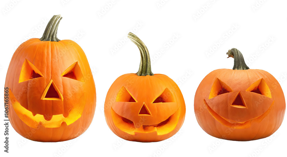 Collection of Jack-o'-lantern isolated on transparent background Collection of Jack-o'-lantern isolated on transparent background