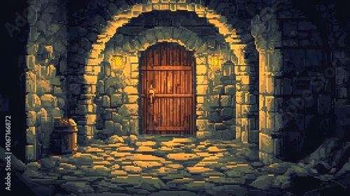Pixel art dungeon background for 8 bit games.