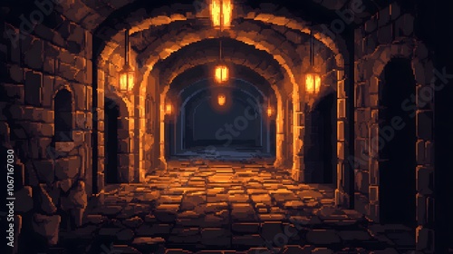Pixel art dungeon background for 8 bit games.