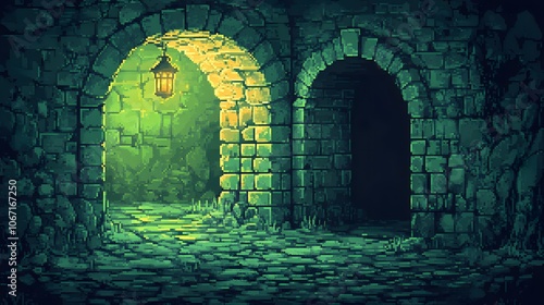 Pixel art dungeon background for 8 bit games.
