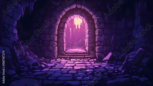 Pixel art dungeon background for 8 bit games.