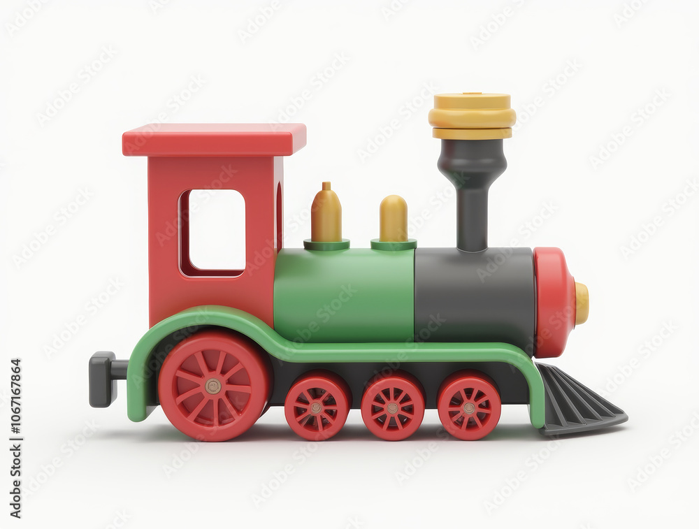 Colorful toy train engine on white background Colorful toy train engine on white background