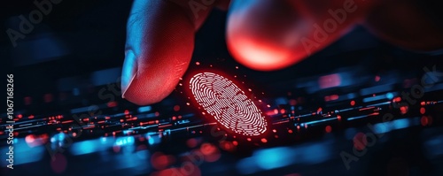 Businessman utilizes cutting-edge fingerprint id hologram for enhanced cybersecurity solutions