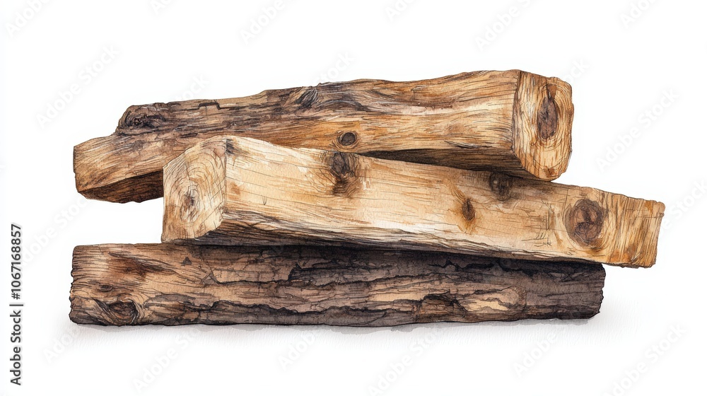 Fototapeta premium A stack of natural wooden logs showcasing rich textures and colors, perfect for rustic decor or woodworking projects.