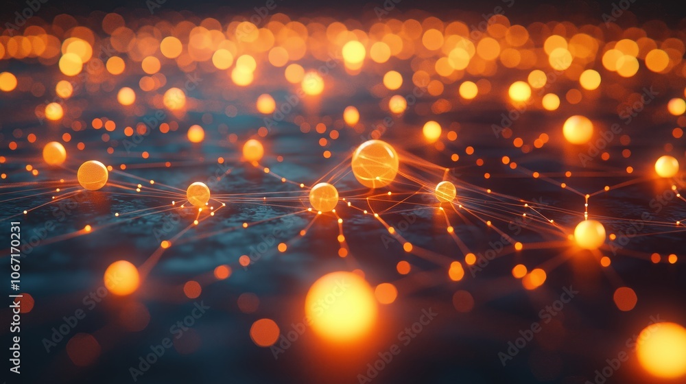Abstract Network of Illuminated Spheres and Threads
