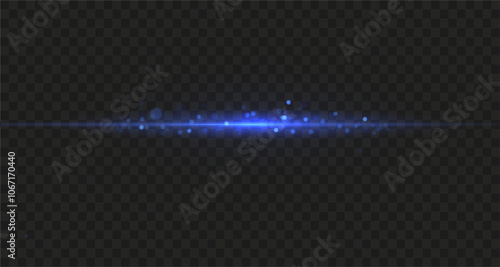 Green laser beams isolated on black background. Abstract light effect. Blue lens flash. Horizontal rays glowing in the dark. Light Speed ​​vector illustration, road.