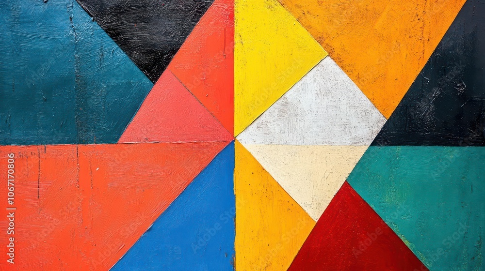 Fototapeta premium An abstract geometric oil painting background, with bright primary colors overlapping