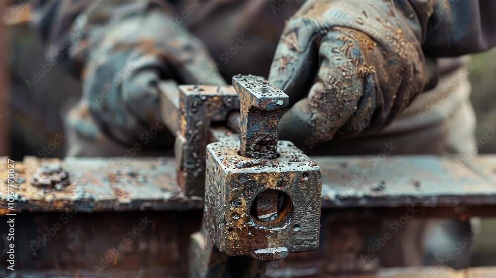 A skilled blacksmith creates custom metal fixtures and fittings to replace those missing from a historical buildings exterior. A skilled blacksmith creates custom metal fixtures and fittings to replace those missing from a historical buildings exterior.