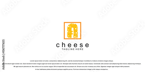 Creative cheese logo design with letter premium vector