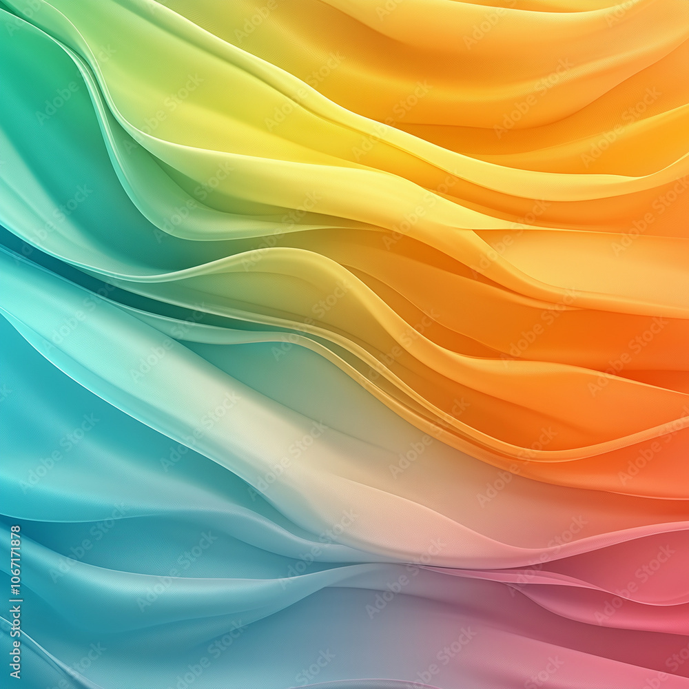 A vibrant wave of colorful, flowing fabric gradients from turquoise to orange, creating a dynamic and soothing visual effect. A vibrant wave of colorful, flowing fabric gradients from turquoise to orange, creating a dynamic and soothing visual effect.