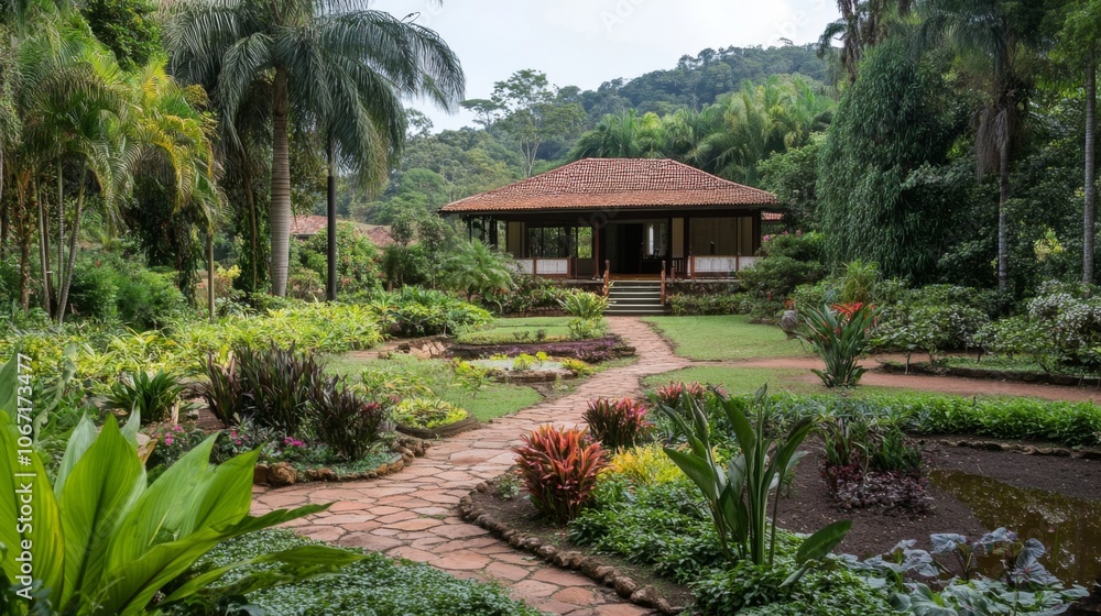 Obraz premium Botanical Garden Featuring Exotic Plants from Around the World