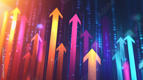 Wallpaper Mural a financial growth illustration with colorful arrows pointing upward Torontodigital.ca
