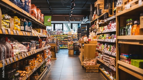 Wallpaper Mural Well-stocked grocery store aisle with various products Torontodigital.ca