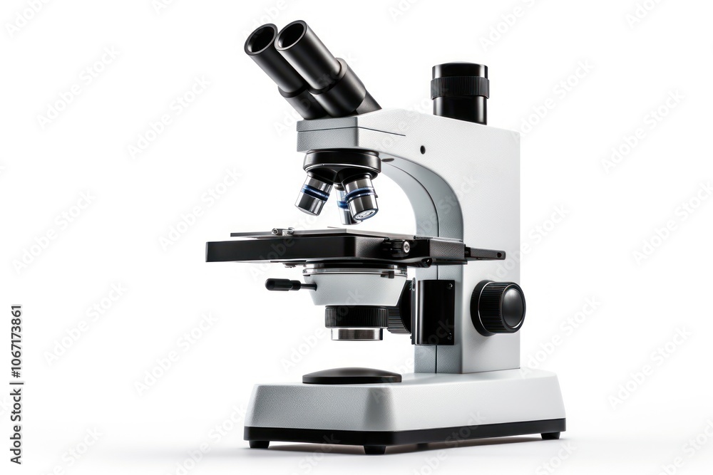 Microscope white background biotechnology magnification. Microscope white background biotechnology magnification.