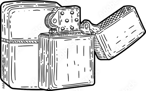 Vintage match lighter engraving style hand drawn illustration vector