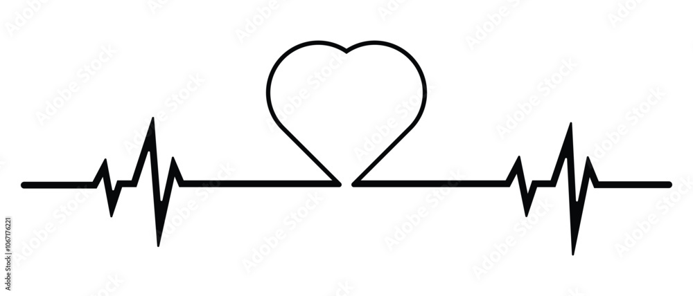 Heart beat pulse icon vector. Black heart cardiogram line icon. Electrocardiography heartbeat line monitor isolated on white background. Pulse, ecg, ekg, hertbeat, graph concept. Vector illustration. Heart beat pulse icon vector. Black heart cardiogram line icon. Electrocardiography heartbeat line monitor isolated on white background. Pulse, ecg, ekg, hertbeat, graph concept. Vector illustration.