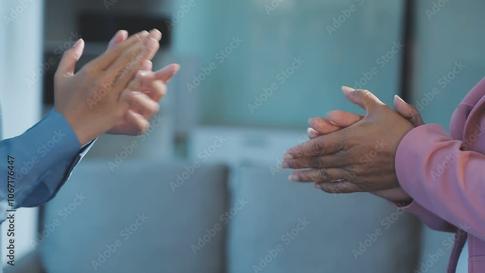 Happy business people clapping hands thanking coach for interesting ...