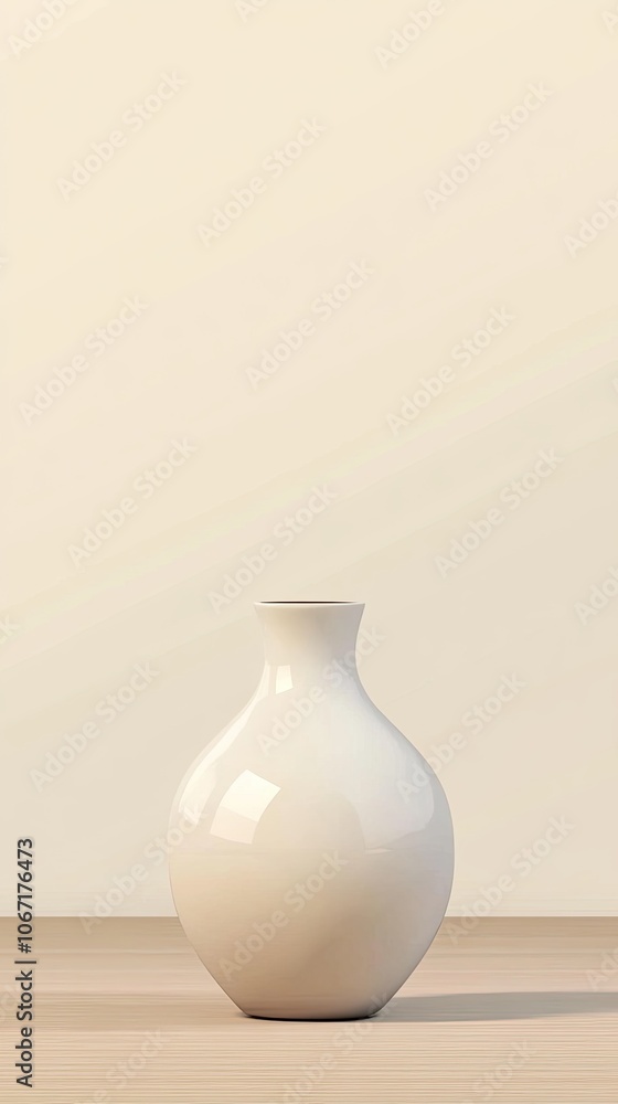 Minimalist White Vases with Soft Shadows on Sunlit Background Minimalist White Vases with Soft Shadows on Sunlit Background
