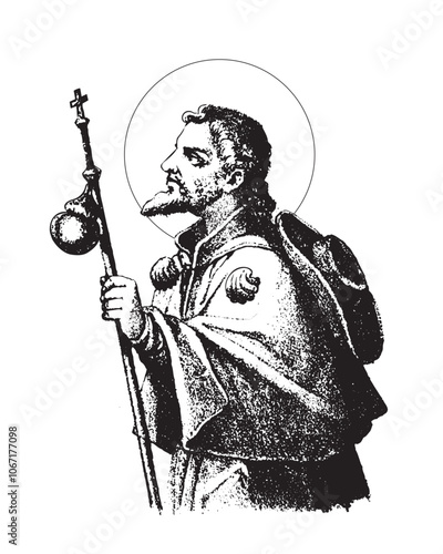 Saint James the Greater apostle of Jesus Illustration Christian religious vector