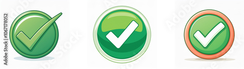 Free Download Three green check marks in circles, one with a white outline, one with a peach outline, and one without an outline. - GFXLoad