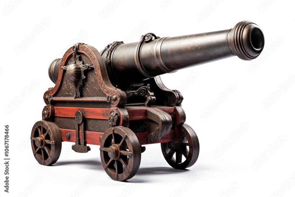 Cannon weapon white background architecture. Cannon weapon white background architecture.
