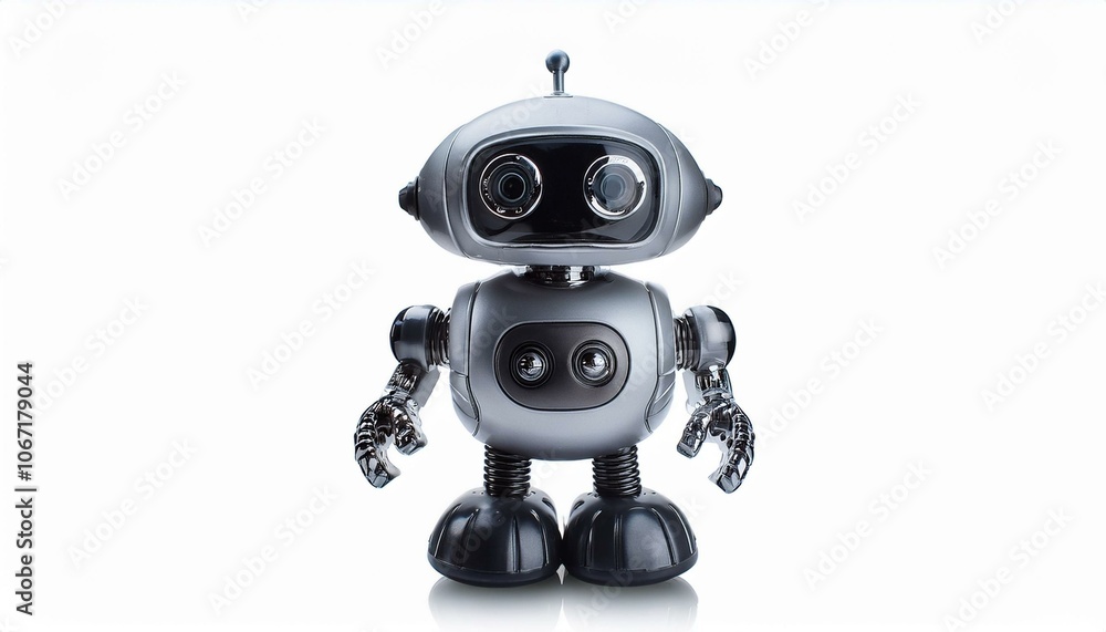a tiny robot made of gelly in shades of gray, Isolated pure on White background PNG a tiny robot made of gelly in shades of gray, Isolated pure on White background PNG