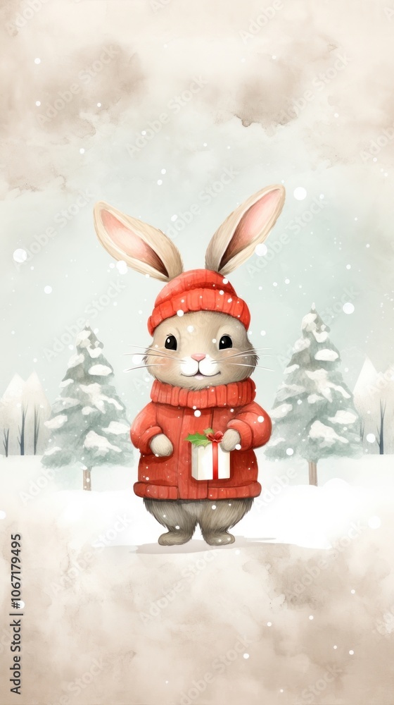 Rabbit character christmas snowman winter. Rabbit character christmas snowman winter.