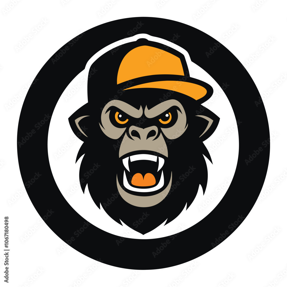 Fototapeta premium Angry Gorilla with a Cap Mascot Logo circle