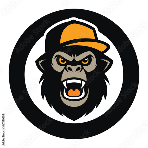  Angry Gorilla with a Cap Mascot Logo circle