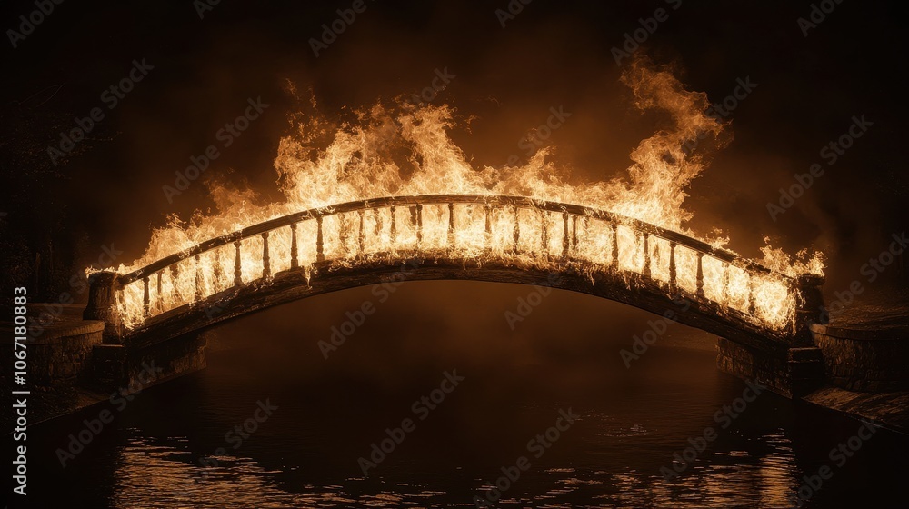 Fototapeta premium Burning camera isolated on black screen 