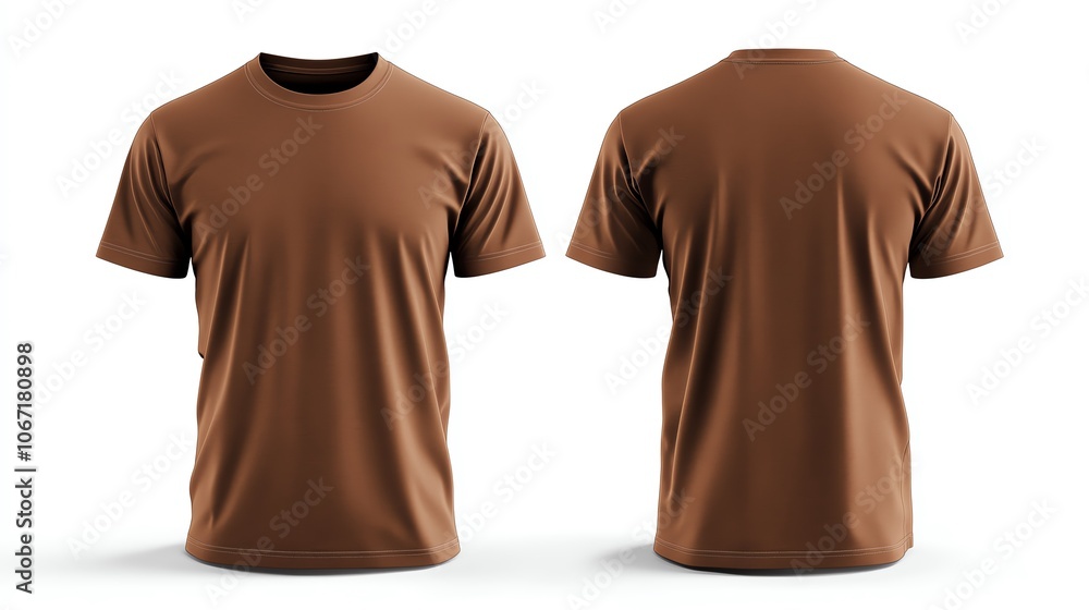 Brown t-shirt mockup front and back view. Brown t-shirt mockup front and back view.