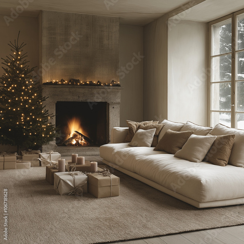 fireplace with christmas decorations