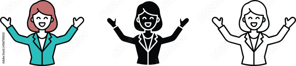 Businesswoman Joyful Expression Diverse Illustration Businesswoman Joyful Expression Diverse Illustration
