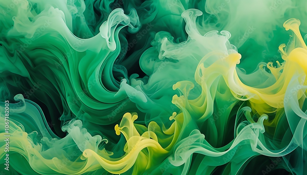 Abstract wavy smoky smooth flowing green and yellow combination background. Abstract wavy smoky smooth flowing green and yellow combination background.