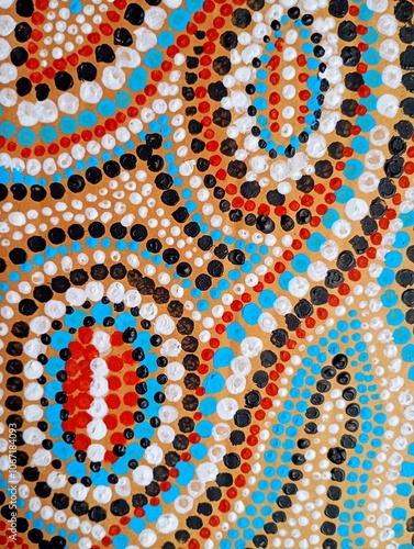 Bild auf Leinwand peinture de points style aborigene abstrait