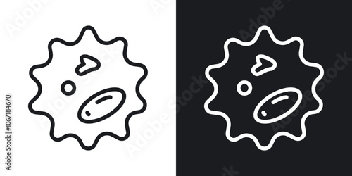 White blood cell icon in black and white outlined stroke