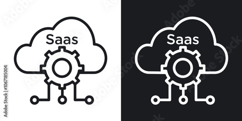 SaaS icon in black and white outlined stroke