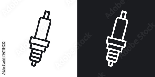 Spark plug icon in black and white outlined stroke