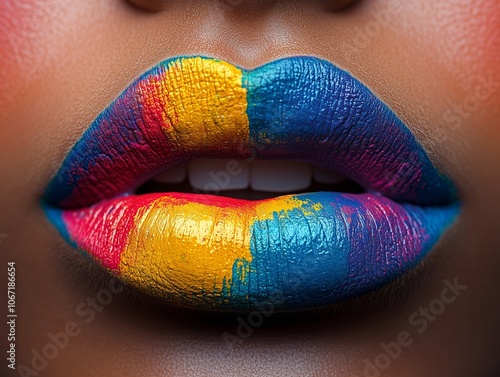 Vivid multicolor artistic lips with vibrant colors photo