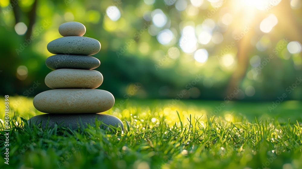 Obraz premium Serene Stone Stacks in Natural Setting
