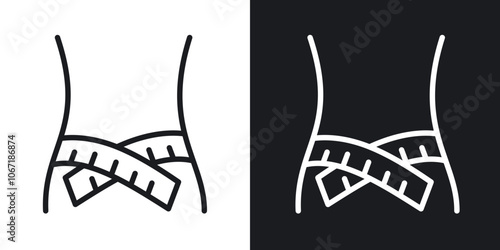 Weight loss icon in black and white outlined stroke