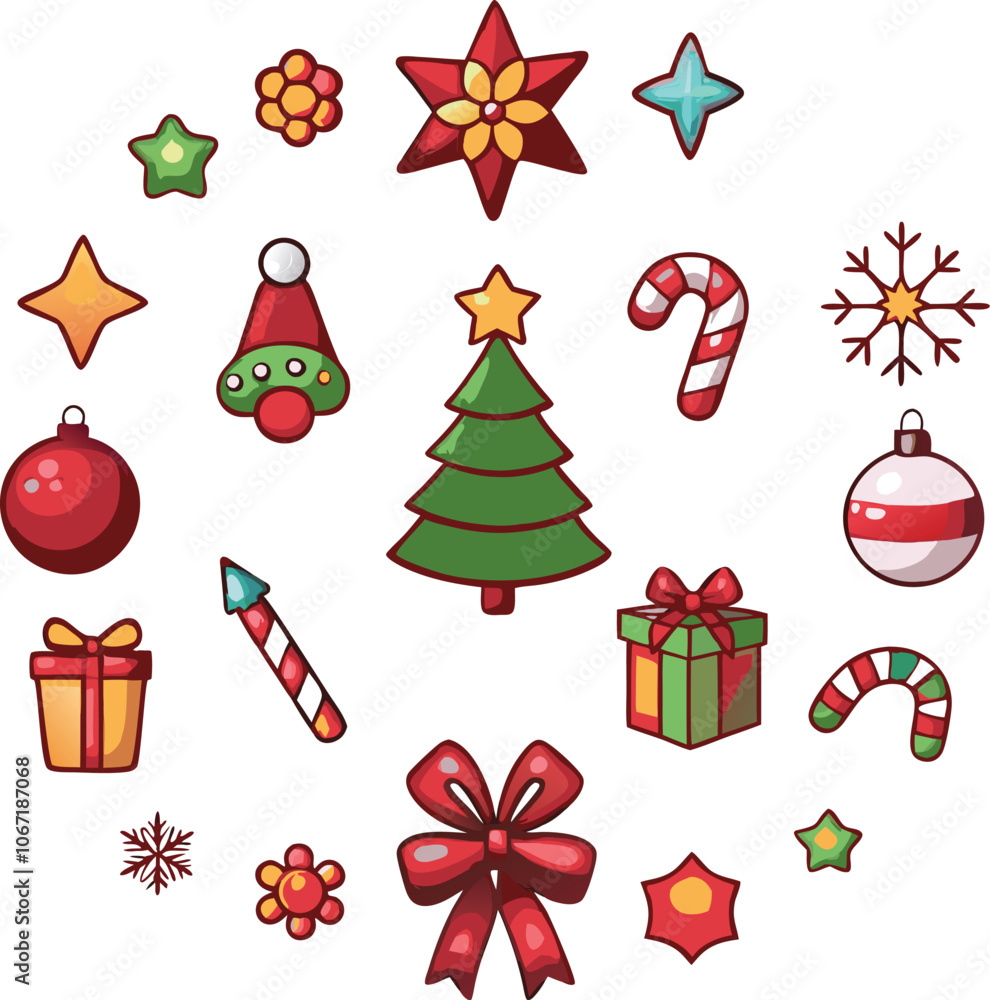 A collection of Christmas elements icon illustration. A collection of Christmas elements icon illustration.
