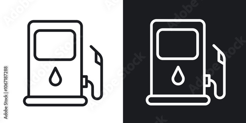 Gas station icon in black and white outlined stroke