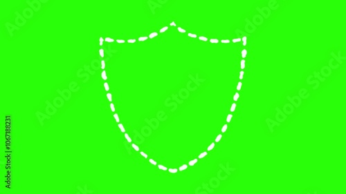 hand-drawn shield icon animation on green screen